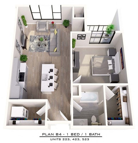 Floor plan for 1 bed, 1 bath, 800 sqft